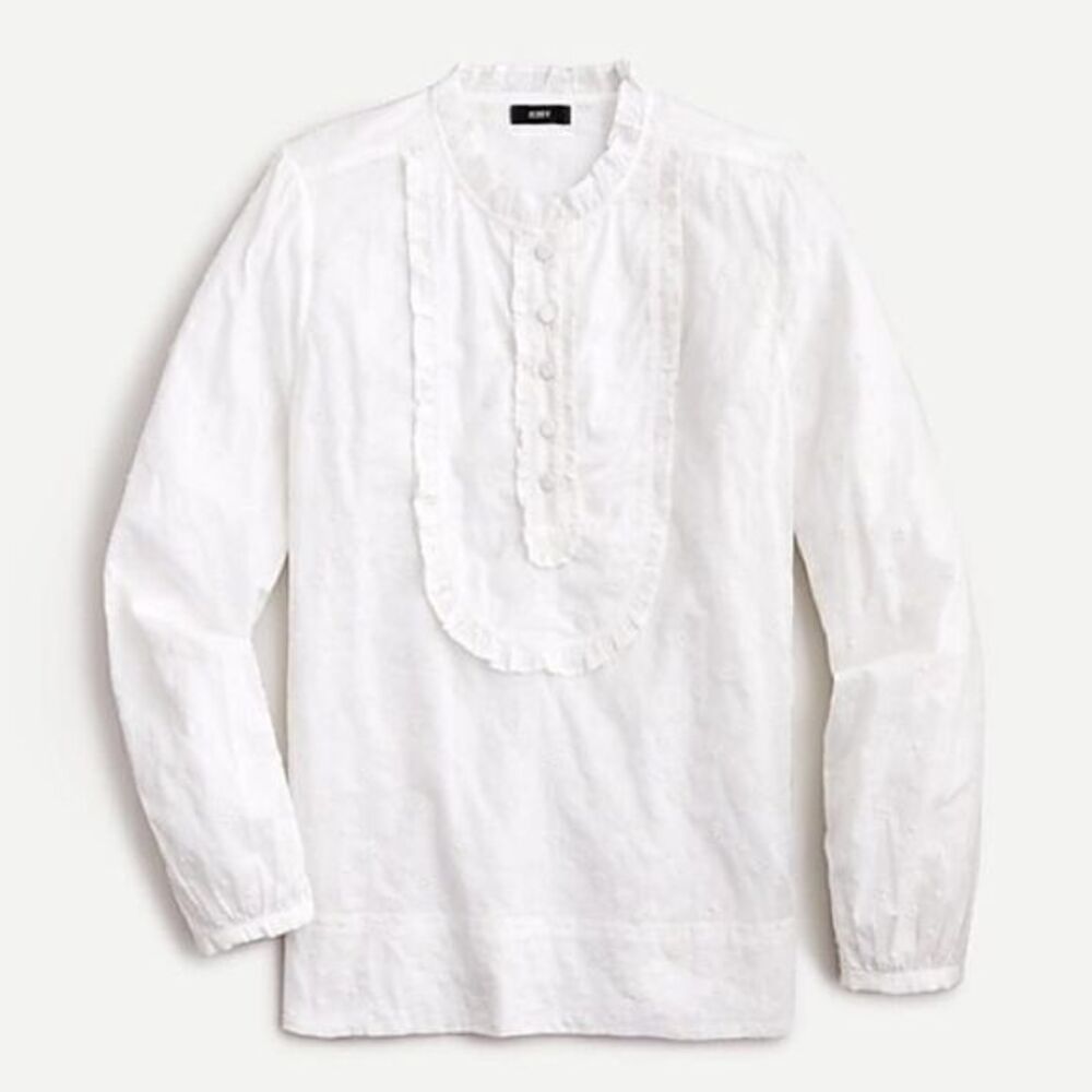 J.CREW NWT Long-sleeve Ruffle Shirt in Floral Eyelet Ladies Blouse SMALL